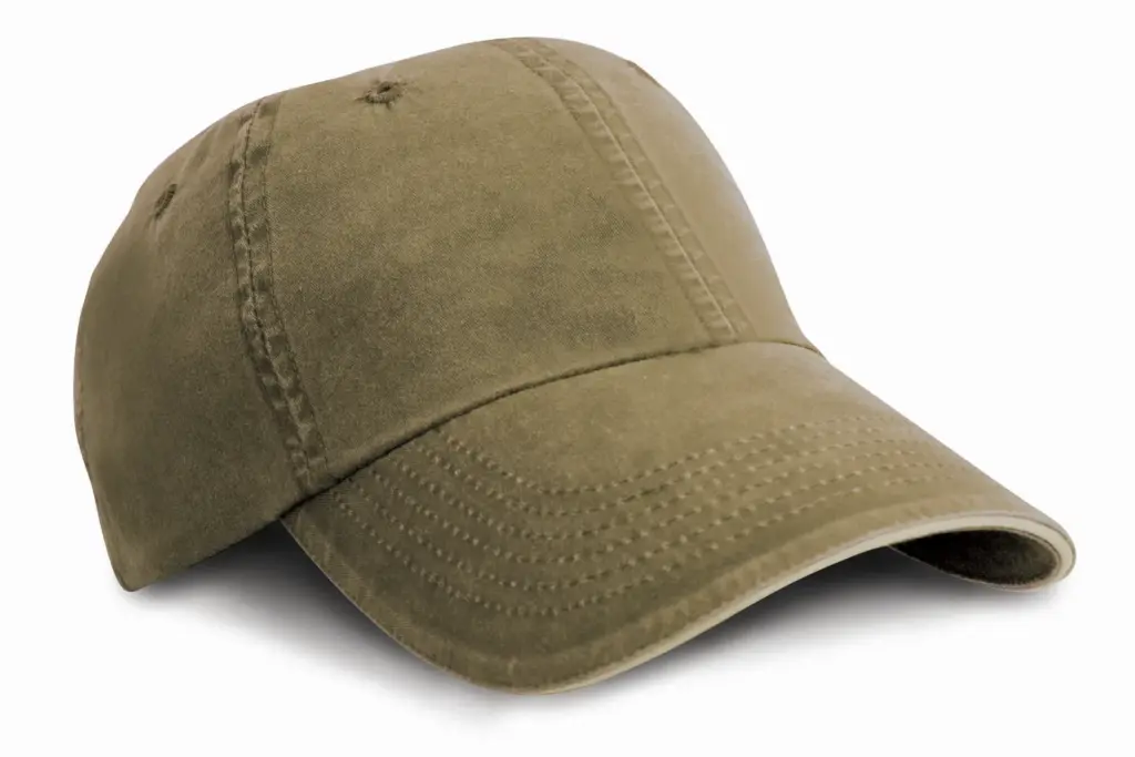 PS_RC054X_OLIVE-STONE - Hidalgo-werbeartikel Verwassen fine line katoenen pet met sandwichbies, olive / stone — productfoto 4