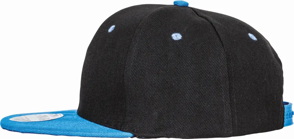 PS_RC082X-S_BLACK-AZURE - Hidalgo-werbeartikel Tweekleurige bronx original snapbackpet met platte klep, black / azure — productfoto 3