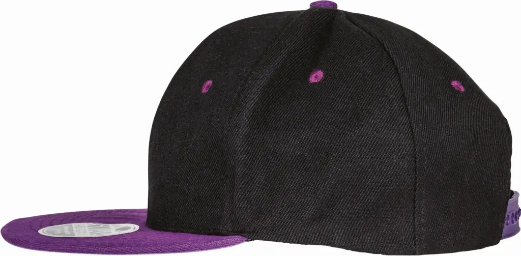 PS_RC082X-S_BLACK-PURPLE - Hidalgo-werbeartikel Tweekleurige bronx original snapbackpet met platte klep, black / purple — productfoto 5