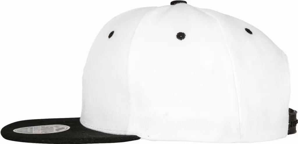 PS_RC082X-S_WHITE-BLACK - Hidalgo-werbeartikel Tweekleurige bronx original snapbackpet met platte klep, white / black — productfoto 8