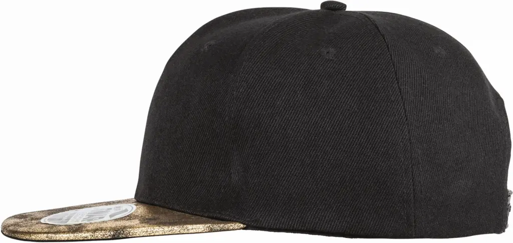 PS_RC087X-S_BLACK-GOLD - Hidalgo-werbeartikel Bronx glitter snapbackpet met platte klep, black / gold — productfoto 4