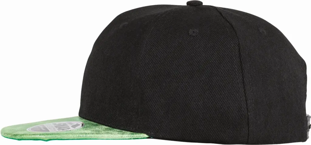 PS_RC087X-S_BLACK-GREEN - Hidalgo-werbeartikel Bronx glitter snapbackpet met platte klep, black / green — productfoto 5