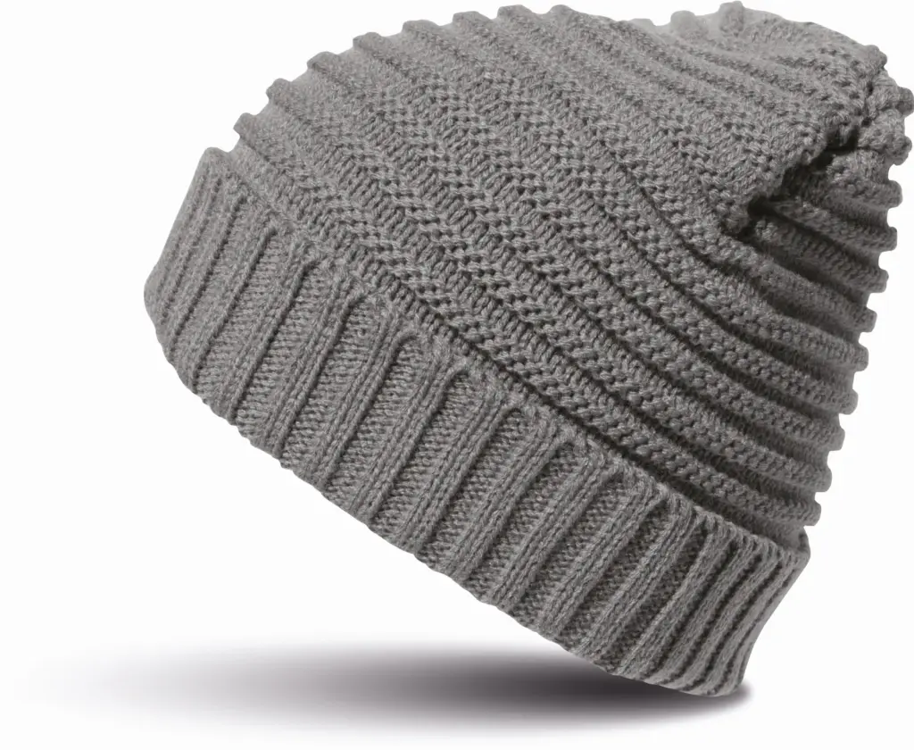 Kabelgebreide muts, grey — productfoto 5