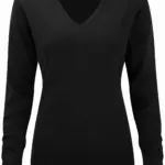 Ladies' V-neck Knitted Pullover, black — productfoto 5