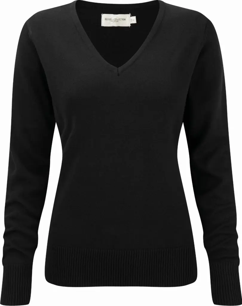 Ladies' V-neck Knitted Pullover, black — productfoto 5