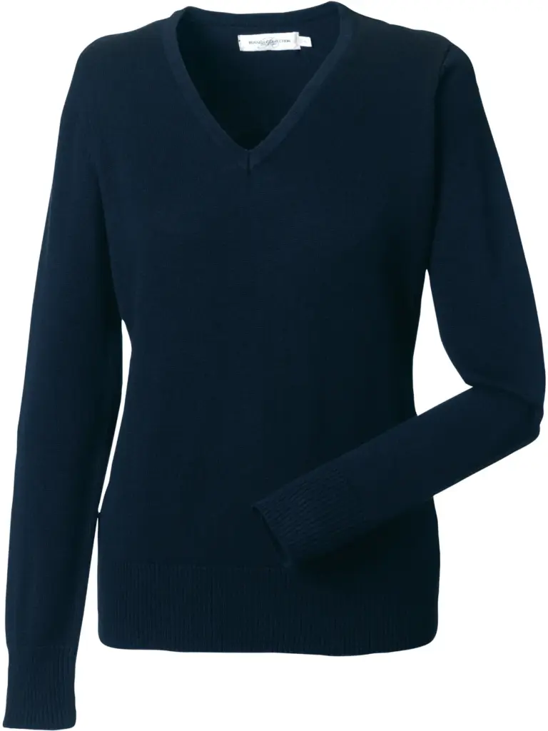 Ladies' V-neck Knitted Pullover, french navy — productfoto 7