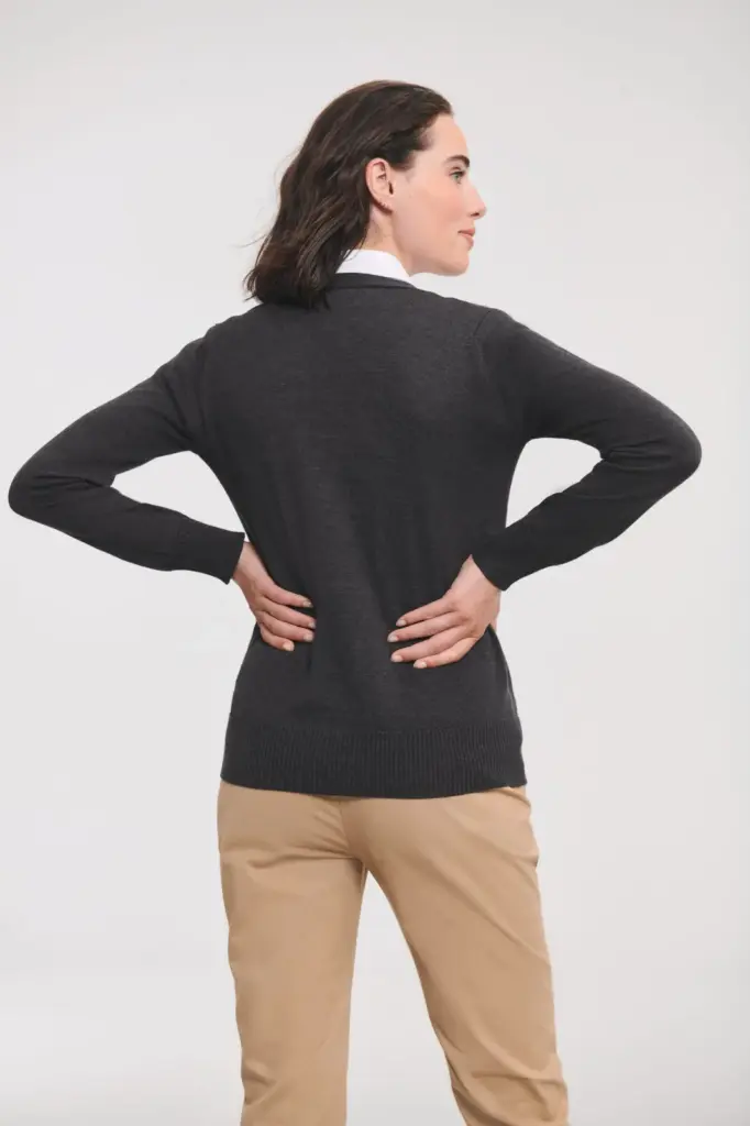 Ladies' gebreid vest met V-hals — productfoto 2