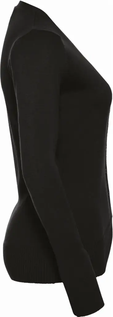 Ladies' gebreid vest met V-hals, black — productfoto 5