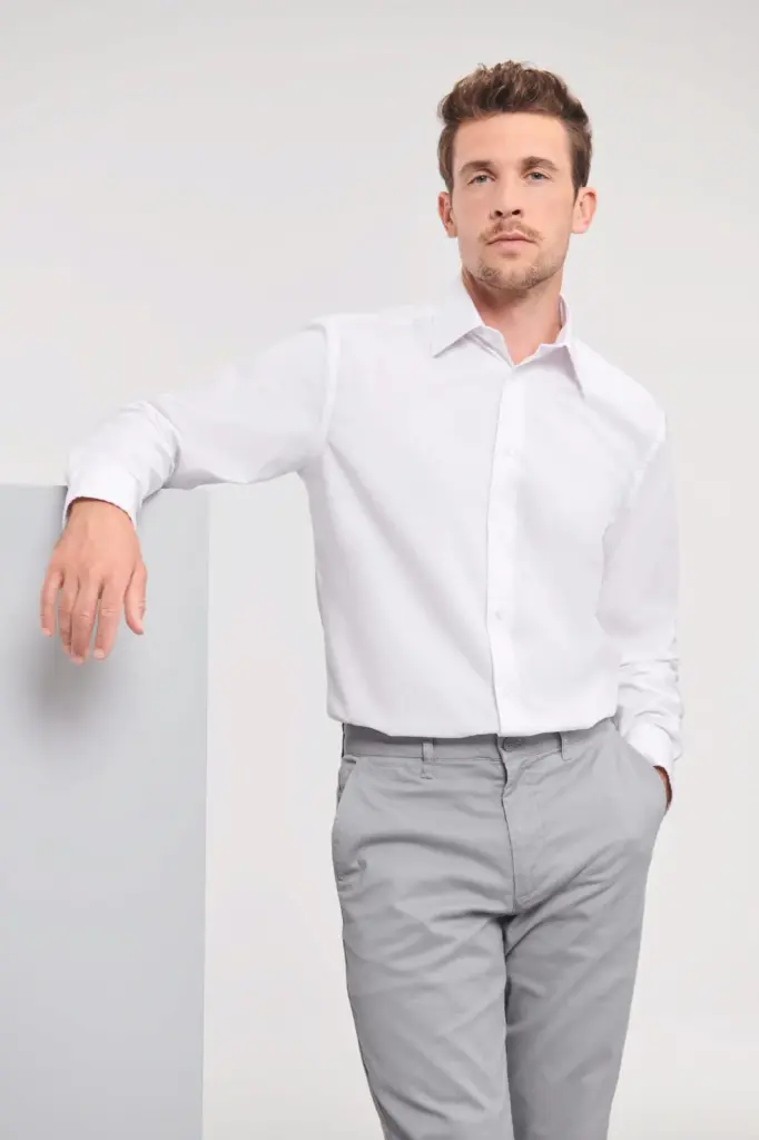 Men's getailleerd oxford overhemd met lange mouwen