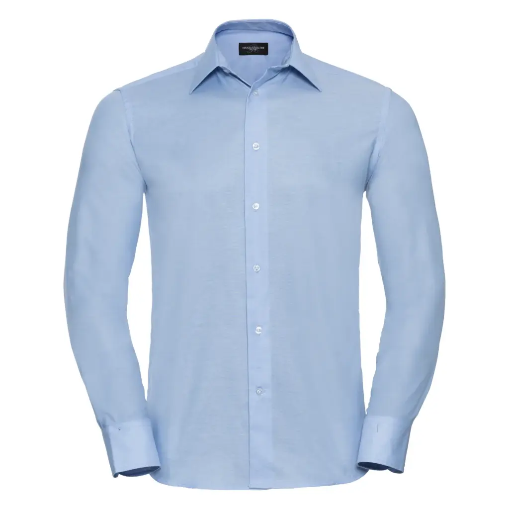 PS_RU922M_OXFORDBLUE - Hidalgo Men's getailleerd oxford overhemd met lange mouwen, oxford blue — productfoto 4