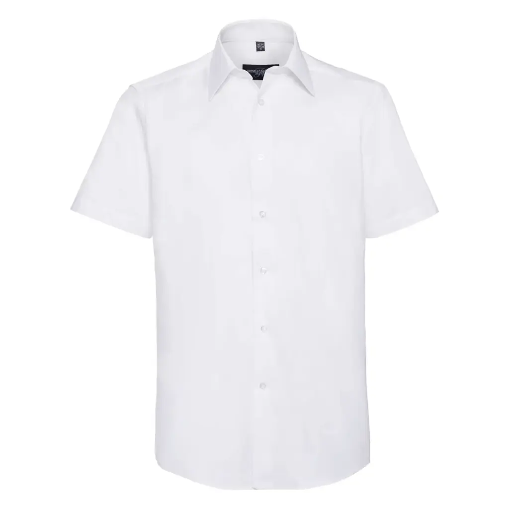 PS_RU923M_WHITE - Hidalgo Getailleerd oxford overhemd met korte mouwen, white — productfoto 7