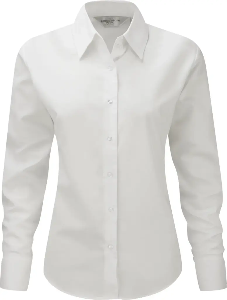 Ladies' Long Sleeve Easy Care Oxford Shirt, white — productfoto 9