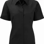 Ladies Short Sleeve Easy Care Oxford Shirt, black — productfoto 5