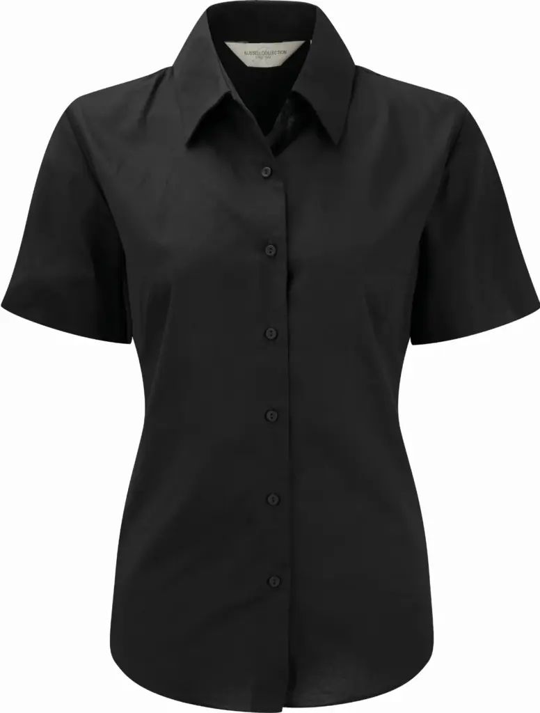 Ladies Short Sleeve Easy Care Oxford Shirt, black — productfoto 5