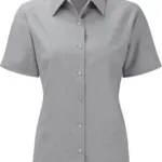 Ladies Short Sleeve Easy Care Oxford Shirt, silver — productfoto 8