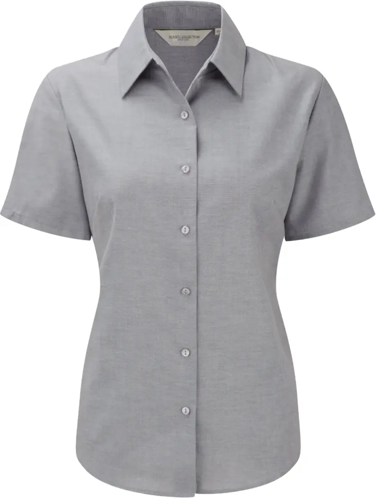 Ladies Short Sleeve Easy Care Oxford Shirt, silver — productfoto 8