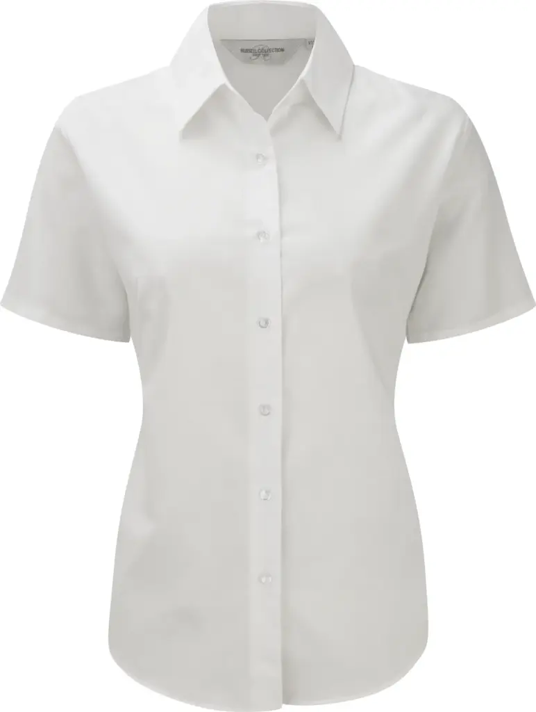 Ladies Short Sleeve Easy Care Oxford Shirt, white — productfoto 9