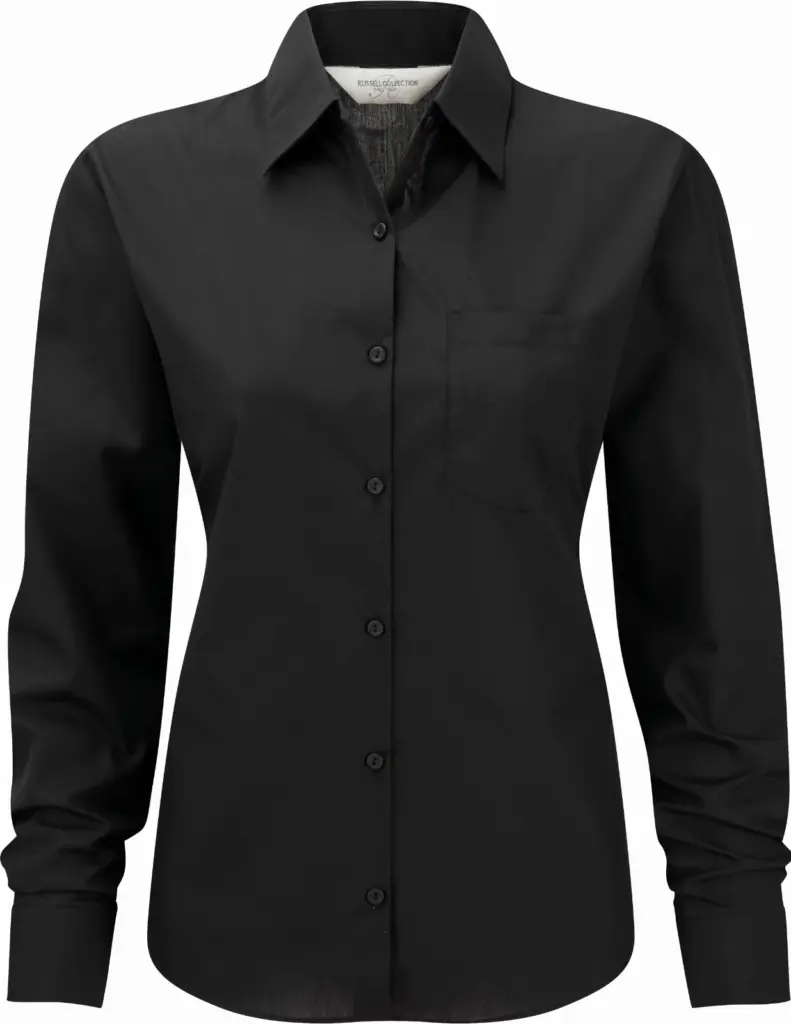 Ladies' Ls Polycotton Poplin Shirt, black — productfoto 3
