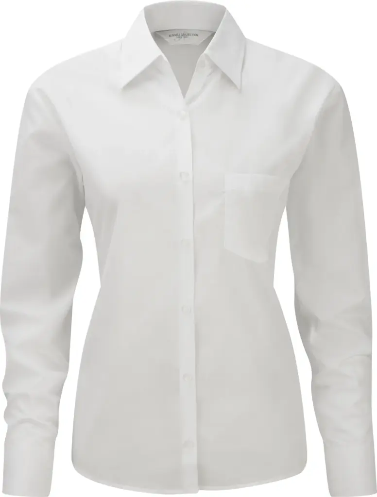 Ladies' Ls Polycotton Poplin Shirt, white — productfoto 4