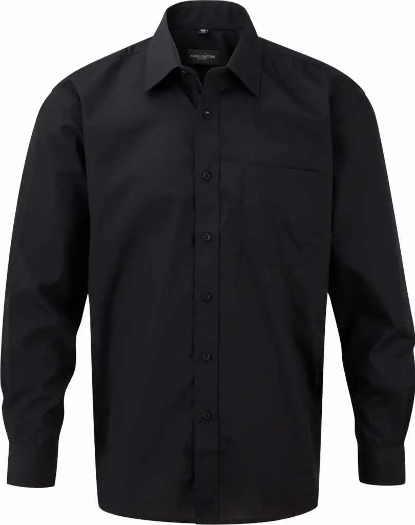 PS_RU934M_BLACK - Hidalgo-werbeartikel Men's Ls Polycotton Poplin Shirt, black — productfoto 3