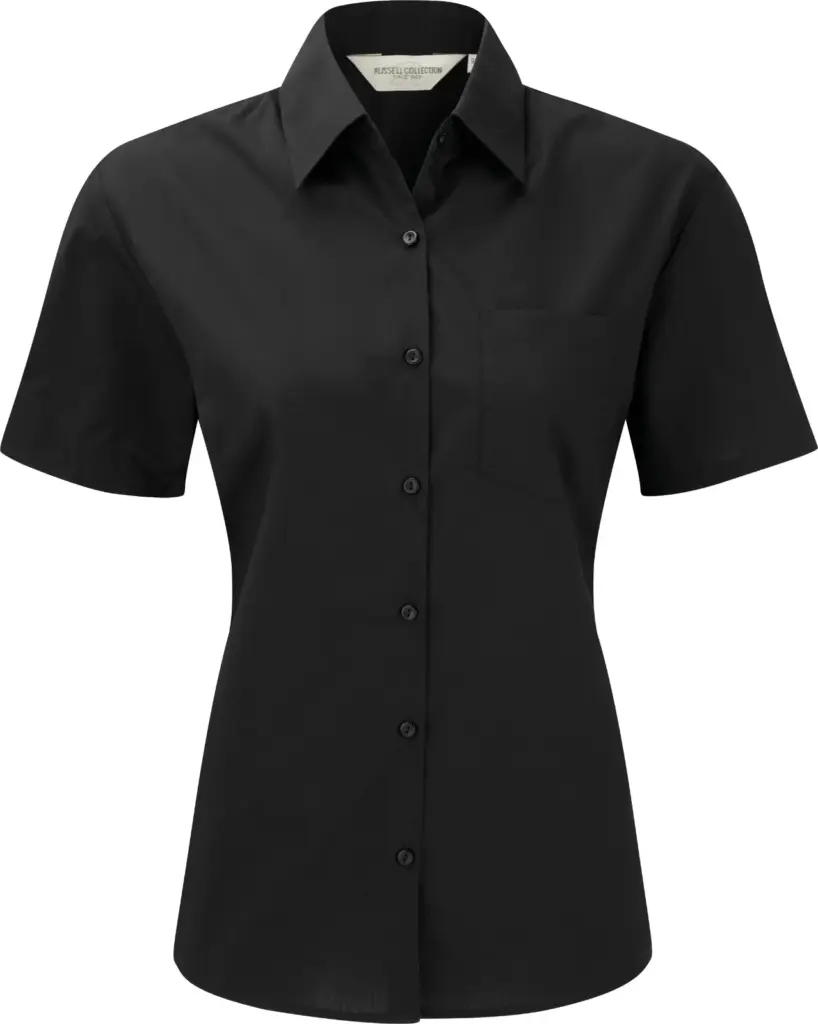 Ladies' Ss Polycotton Poplin Shirt, black — productfoto 3