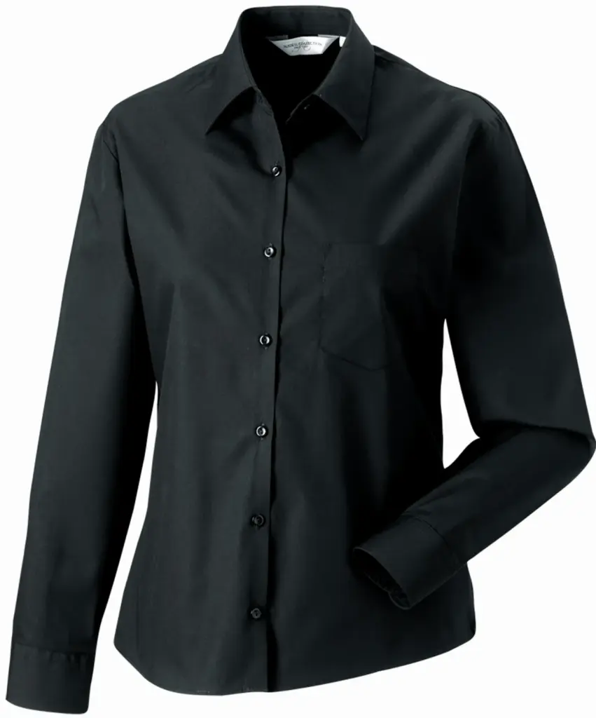 Ladies' Ls Pure Cotton Easy Care Poplin Shirt, black — productfoto 3
