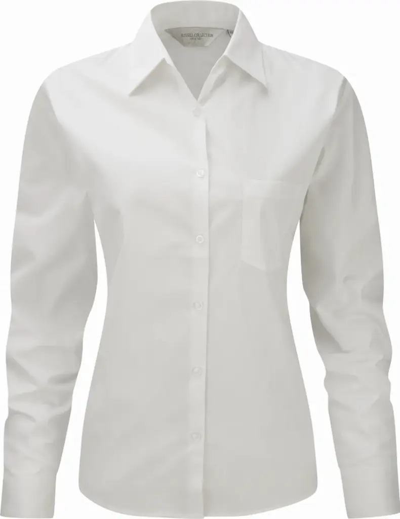 Ladies' Ls Pure Cotton Easy Care Poplin Shirt, white — productfoto 4