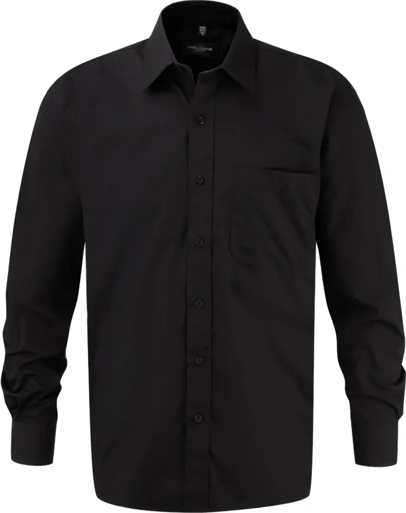 PS_RU936M_BLACK - Hidalgo-werbeartikel Men's Ls Pure Cotton Easy Care Poplin Shirt, black — productfoto 3