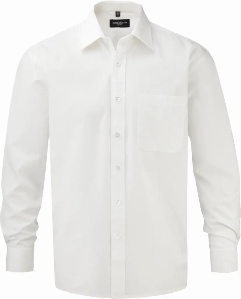 PS_RU936M_WHITE - Hidalgo-werbeartikel Men's Ls Pure Cotton Easy Care Poplin Shirt, white — productfoto 4