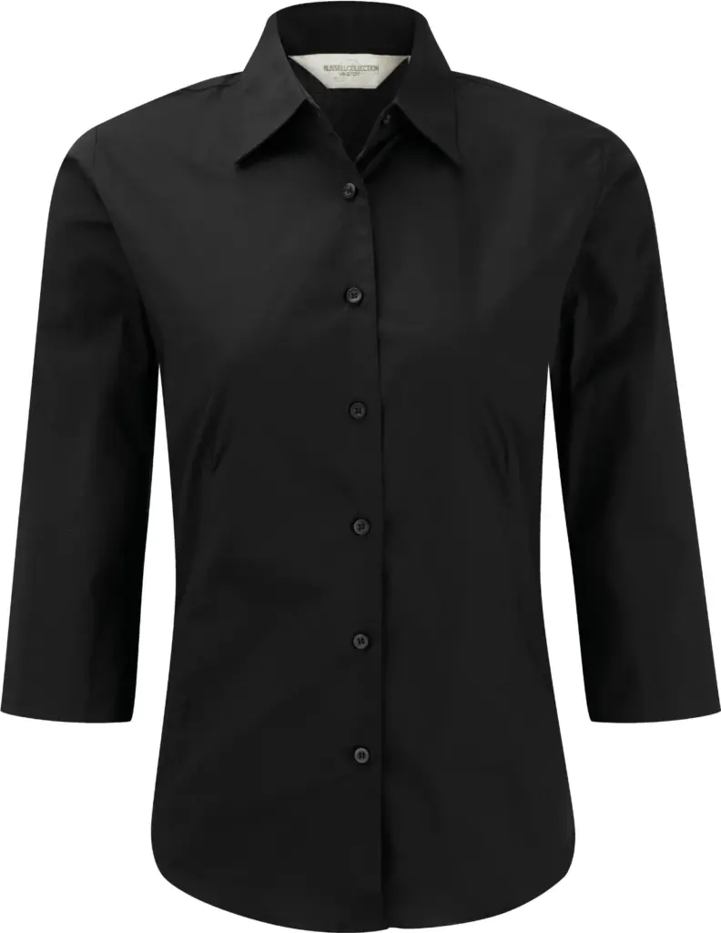 Ladies' 3/4 Sleeve Easy Care Fitted Shirt, black — productfoto 4
