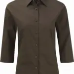 Ladies' 3/4 Sleeve Easy Care Fitted Shirt, chocolate — productfoto 5