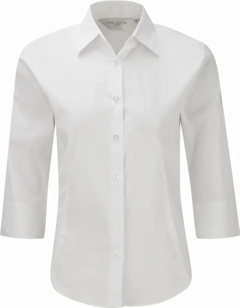 Ladies' 3/4 Sleeve Easy Care Fitted Shirt, white — productfoto 6