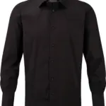 Men's Long Sleeve Easy Care Fitted Shirt, black — productfoto 3