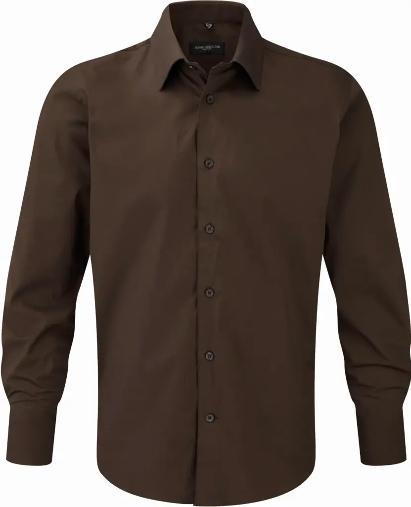 PS_RU946M_CHOCOLATE - Hidalgo-werbeartikel Men's Long Sleeve Easy Care Fitted Shirt, chocolate — productfoto 4