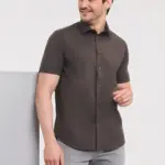 Men's Easy Care Fitted overhemd met korte mouwen