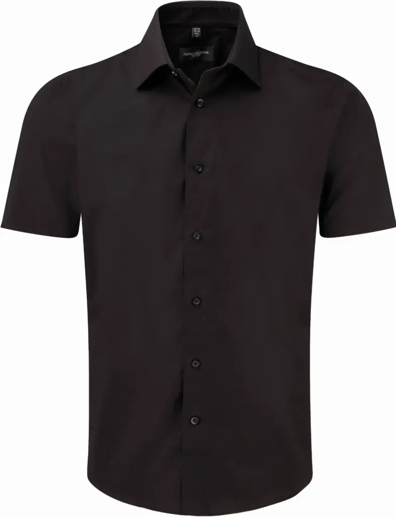 Men's Easy Care Fitted overhemd met korte mouwen, black — productfoto 3