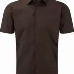 Men's Easy Care Fitted overhemd met korte mouwen, chocolate — productfoto 4
