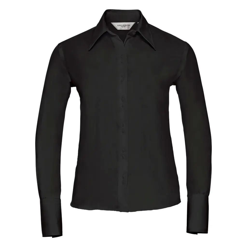 PS_RU956F_BLACK - Hidalgo-werbeartikel Ladies' Long Sleeve Ultimate Non-iron Shirt, black — productfoto 3