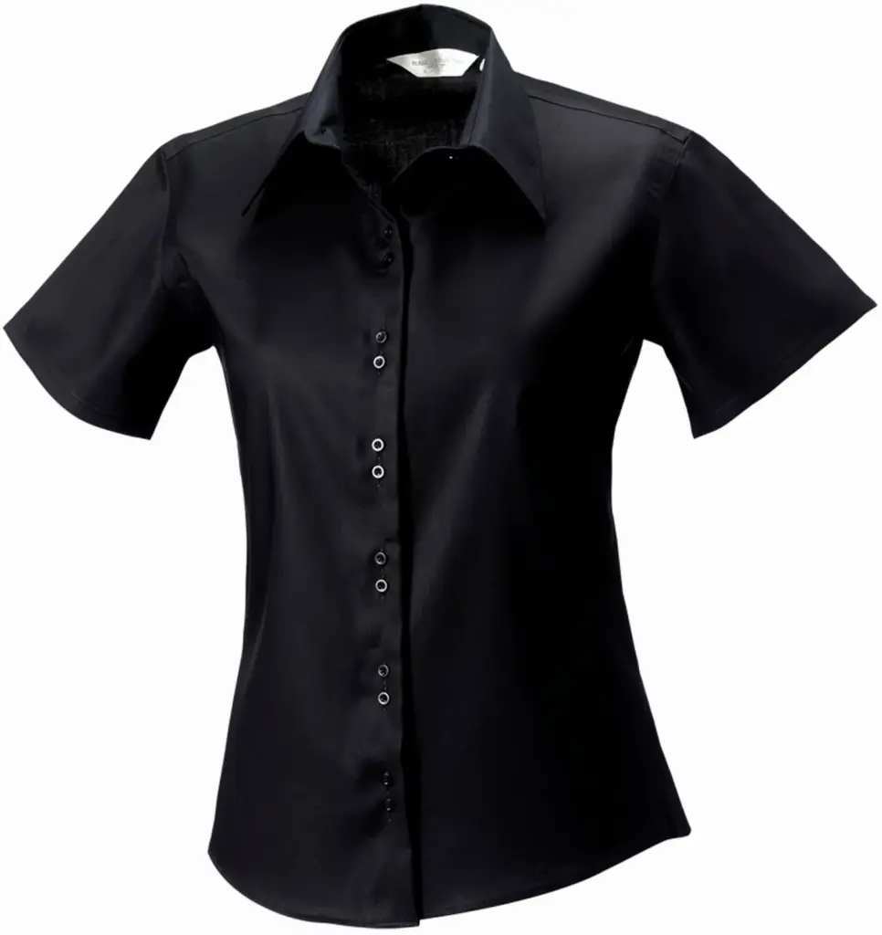 PS_RU957F_BLACK - Hidalgo-werbeartikel Ladies' Short Sleeve Ultimate Non-iron Shirt, black — productfoto 3