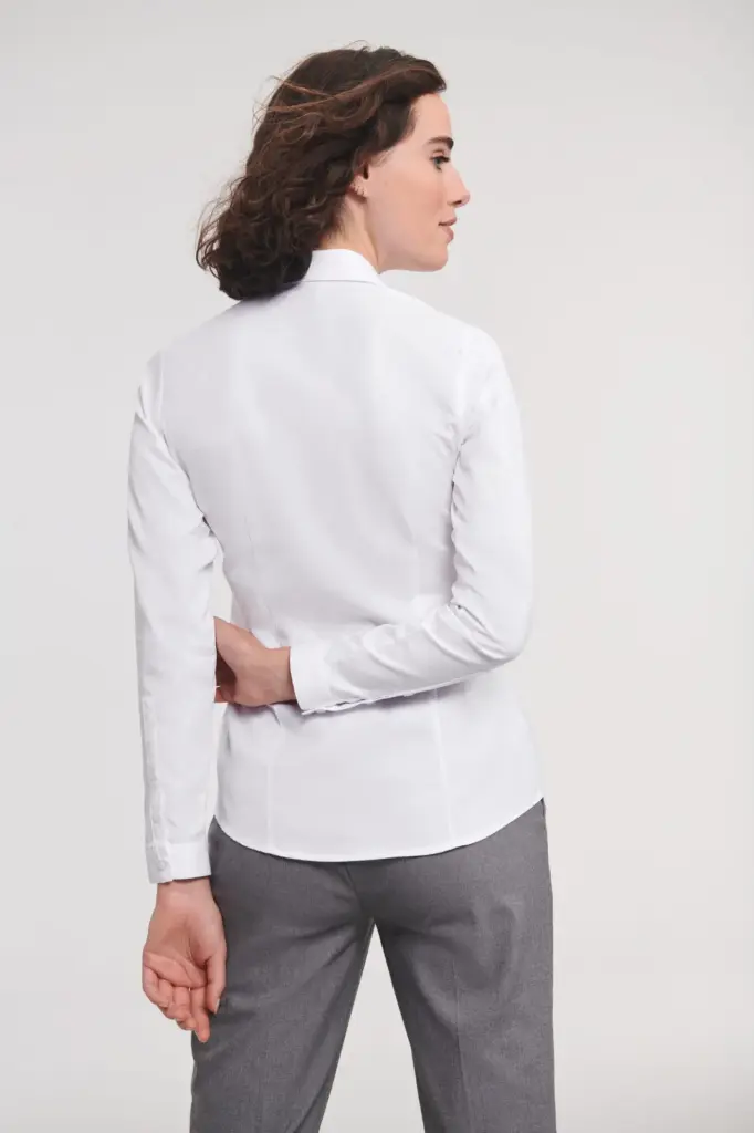 RU962F_2023 - Hidalgo-werbeartikel Ladies Long Sleeve Herringbone Shirt — productfoto 2