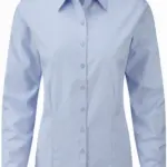 Ladies Long Sleeve Herringbone Shirt, light blue — productfoto 3