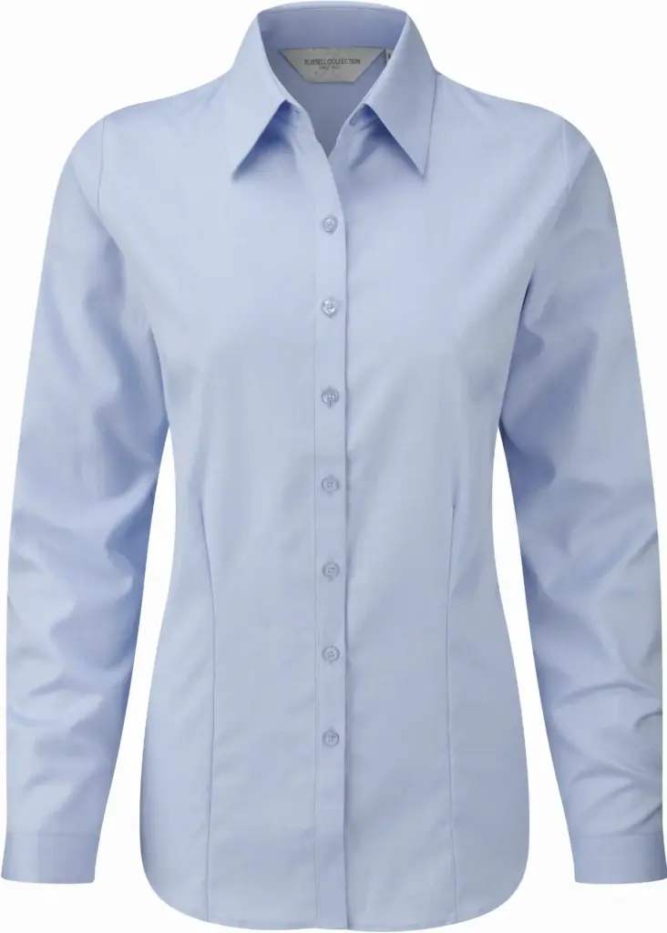 PS_RU962F_LIGHTBLUE - Hidalgo-werbeartikel Ladies Long Sleeve Herringbone Shirt, light blue — productfoto 3