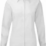 Ladies Long Sleeve Herringbone Shirt, white — productfoto 4