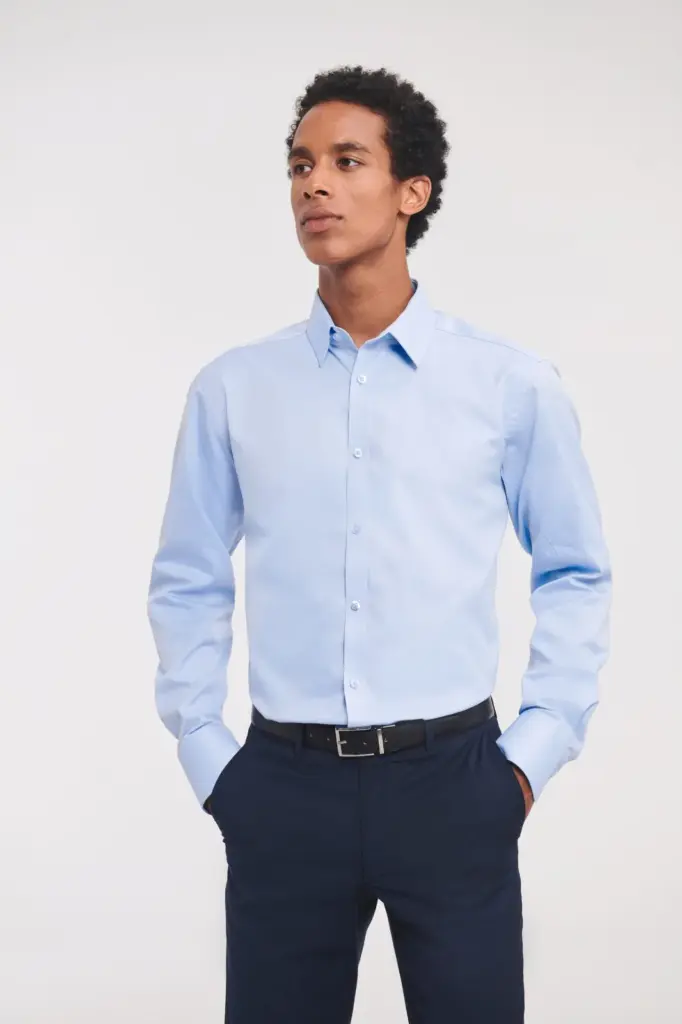 Men's Long Sleeve Herringbone Overhemd