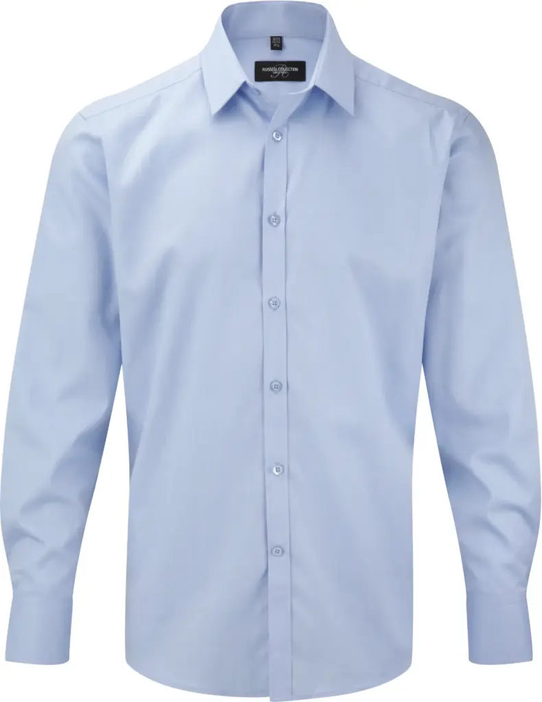 PS_RU962M_LIGHTBLUE - Hidalgo-werbeartikel Men's Long Sleeve Herringbone Overhemd, light blue — productfoto 3