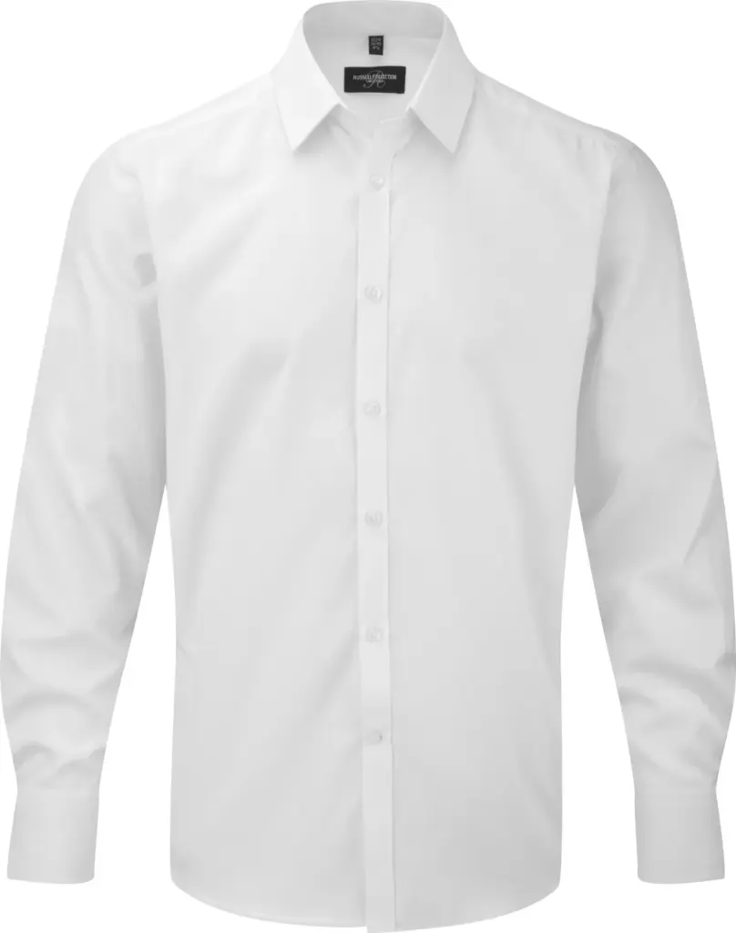 PS_RU962M_WHITE - Hidalgo-werbeartikel Men's Long Sleeve Herringbone Overhemd, white — productfoto 4