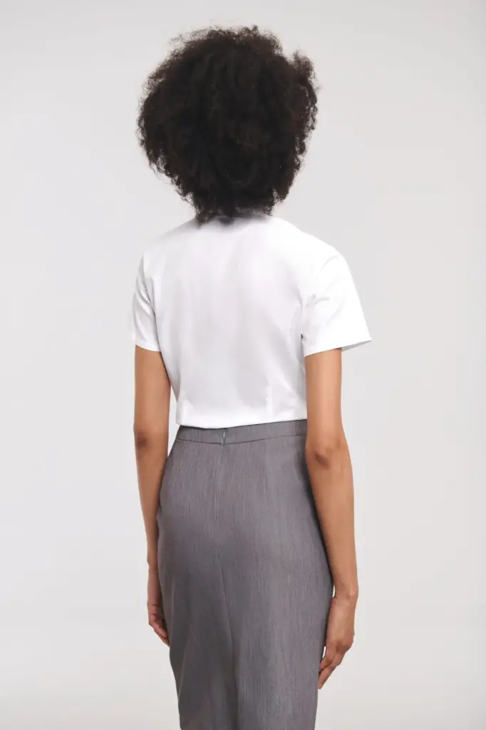 RU963F_2023 - Hidalgo-werbeartikel Ladies Short Sleeve Herringbone Shirt — productfoto 2