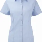 Ladies Short Sleeve Herringbone Shirt, light blue — productfoto 3