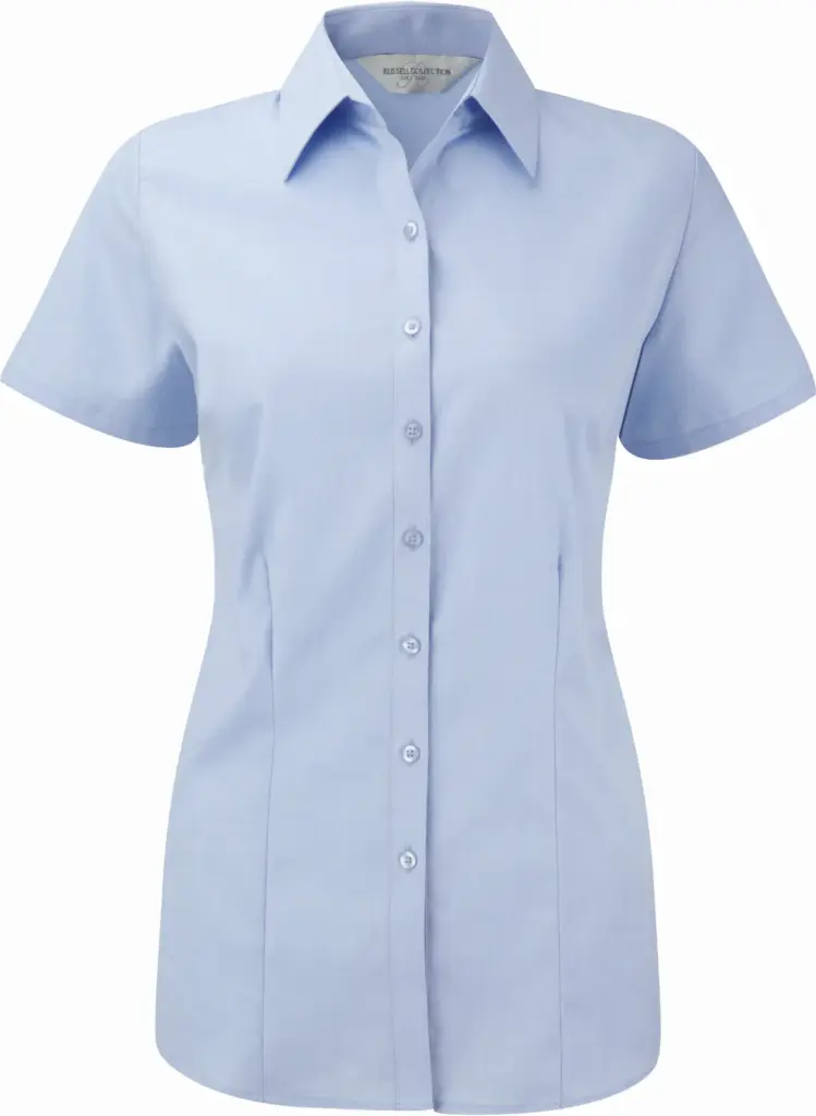 PS_RU963F_LIGHTBLUE - Hidalgo-werbeartikel Ladies Short Sleeve Herringbone Shirt, light blue — productfoto 3
