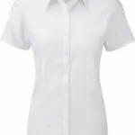 Ladies Short Sleeve Herringbone Shirt, white — productfoto 4